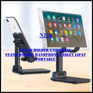 N124 ORIGINAL FOLDABLE DEKSTOP PHONE ALMUNIUM STAND HOLDER UNIVERSAL STAND HOLDER HANDPHONE TABLET L