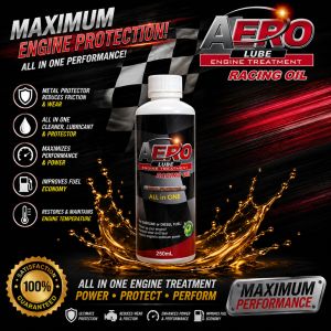 AERO LUBE Engine Treatment Racing Oil 250ML – All-in-One Metal Protector for Gasoline & Diesel Engines