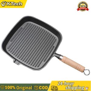 【Free Shipping】 Pre-seasoned Cast Iron Frying Pan Heavy-duty Non-stick Coated 14-inch for Kitchen and Outdoor Cooking