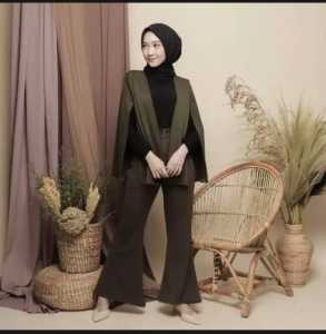 Caves Blazer terbaru//Caves Blazer Scuba//One set blazer dan celana cutbray