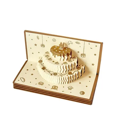 Folding 3D Birthday Red Envelope Pop-up Greeting Card with Musical Lights 6 Slots Cash Holder