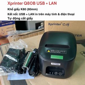 Máy in hóa đơn Xprinter T80A khổ giấy 80mm máy in bill K80 dao cắt giấy tự động. Tặng kèm cuộn giấy K80. Máy in bill bán hàng trên Điện Thoại và Máy Tính