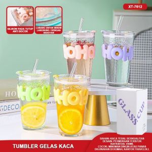 Botol Minum Kaca Lapis Karet Motif Lucu Tumbler Kaca Botol Minum Kaca Motif Cover Plastik 750ml