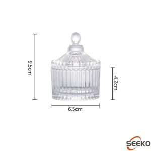 SK Crystal Glass Candy Jar With Lid Jewelry Storage Jar Multi-Functional Transparent Storage Jar 1Pc