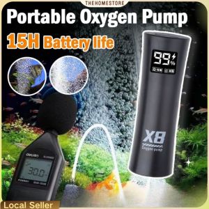 Portable Aquarium Oxygen Pump Dual-Motor USB Charging Fish Aerator Outdoor Fishing & Home Tank Use Ultra-Quiet 30dB 2400mAh Battery 20H Lasting