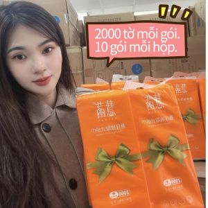 Giấy vệ sinh treo tường. 1 hộp 10 gói. 4 tầng. Bột gỗ nguyên chất. Đa năng và giá cả phải chăng