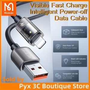 Mcdodo USB Cable 3A for Lightning IPhone 14-8 IPad IPod Fast Charging IOS 16 Charger Auto Disconnect Data Cable