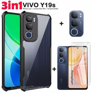 For VIVO Y29 Acrylic fall-proof phone case Y29 4G screen protector Clear tempered glass  Y03 Y03T Y18E camera lens film Y04 Y29 5G Y19s 3IN1