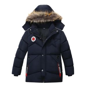 2-8 Years Winter Boys Jacket Thick Keep Warm Lining Plush Detachable Hat Hooded Fur Collar Coat For Kids Children Outerwear2026