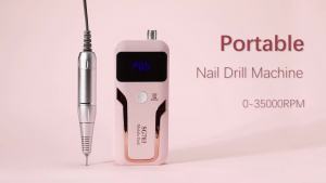 Portable Nail Drill Professional 35000 RPM MOCOWIND Rechargeable Electric Nail File Machine E File for Acrylic Gel Polishing Removing Cordless E-file with Bits Kit for Manicure Salon HomePink
