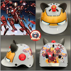 Nón bảo hiểm cho bé hình siêu nhân Ironman sticker 3D cute chính hãng công ty Long Thanh đạt chuẩn an toàn giao thông