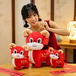 SIRENXI Đồ chơi nhồi bông Búp bê cừu nhồi bông mô phỏng Sự may mắn Bông PP Thú nhồi bông Cừu May Mắn Trang trí phòng Đỏ Búp bê nhồi bông hình cừu. Đồ dùng cho tiệc