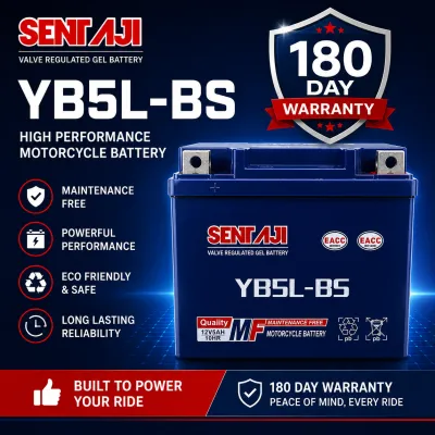 YB5L-BS YB5 BATTERY MOTORCYCLE 6 MONTH WARRANTY LC135 V1 EX5 STARTER BATTERI SRL110 E-BONUS110
