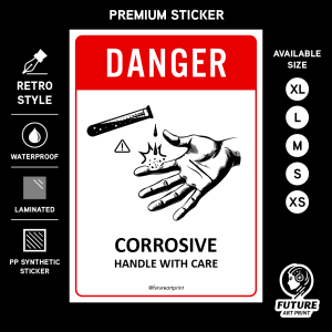 Danger Corrosive Handle With Care. Warning. Sign Label Notice Signage. Laminated Waterproof Scratch Resistant. Suitable for Indoor and Outdoor.