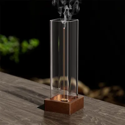 VTXNS Ash Catcher Incense Burner Wooden Upside Down Incense Stick Holder Removable Incense Tray Home Ornament