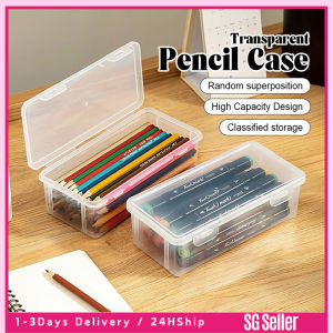 Stationery Case Pencil Box Stackable Translucent Clear Pencil Box Organizer Office Supplies Storage Box Nice