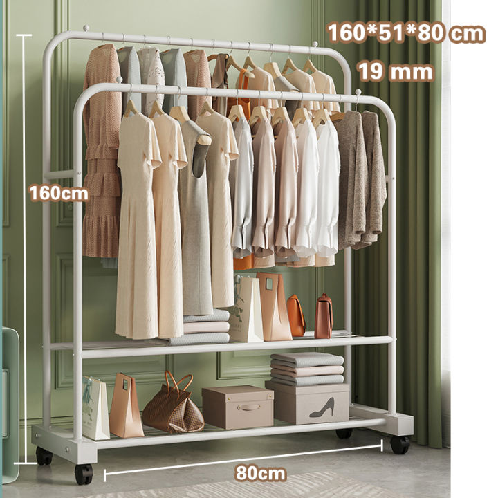 Clothes Rail Clothes Stands And Racks Double Pole Stainless Steel