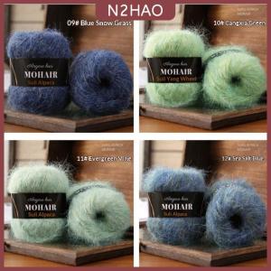 N2HAO 2 cái nhiều màu Alpaca Mohair Gradient nhuộm Mohair dệt kim tay trung bình dày mô hình bé Len Khăn Choàng chăn