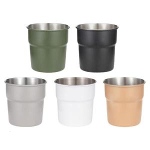 5/6pcs Stackable Camping Water Cup 300ml Teas Coffees Milk Beer Mug Stainless Steels Drinking Cups Outdoor Travel Cups