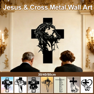 Metal Wall Art Jesus Cross Iron Decoration for Office Bedroom Religious Place Indoor Wall Decor