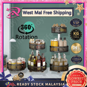 TD Rotating Spice Rack Kitchen Organizer Rak Dapur 360 Kitchen Rack Seasoning Racks Rak Rempah Rak Serbaguna