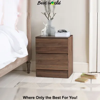 LYSSA Bedside Table / Night Stand with 2 Drawers - NS 8019 (White / Columbia Walnut)