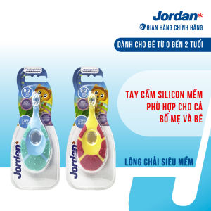 Jordan Combo 2 Bàn chải đánh răng Jordan bước 1 cho bé 0-2 tuổi - Lông tơ mềm siêu mảnh bảo vệ nướu trẻ em.