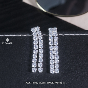 Dây chuyền bông tai nữ Eleanor Accessories bộ trang sức đính đá lấp lánh phụ kiện trang sức 6718