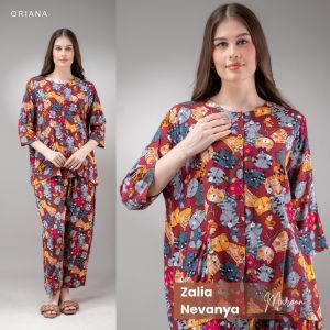 Oriana Sleepwear Piyama Zalia Series Sizing | Baju Tidur Tangan Pendek Pajamas One Set
