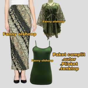 set plisket batik outer pita dan tank top outfit kondangan bridesmaid kekinian 2024 fanny olshoop