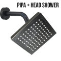 Head Shower Kotak Kamar Mandi 1/2 Inch Kotak Bahan Abs Chrome DP-145+DP-145-1+DP-145-2+WG-238-Hitam. 