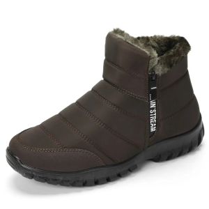 Mens Snow Boots Warm Zipper Ankle Boots 2026 Winter Plush Slip on Sneakers Non Slip Cotton Shoes Plus Size Waterproof Men Boots2026