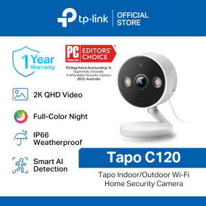 TP-Link Official Store | Tapo C120 | 2K QHD 4MP Indoor Security CCTV Camera Connect to Cellphone with Mic and Speaker