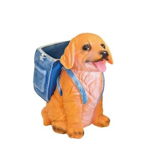 HOUCHU Creative Small Dog Pen Holder Multi Functional Cartoon Storage Ornaments Cute Large Capacity Backpack Dog Stationery Organizer Student