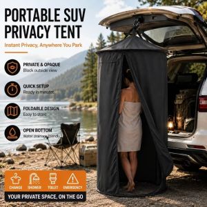 MARBLEX Top and Bottom Can Be Opened Tailgate Privacy Tent Rear Glass Suction Cup Foldable Design Portable Changing Shelter High Quality Hanging Structure SUV Shower Tent for Camping Travel Outdoor Use