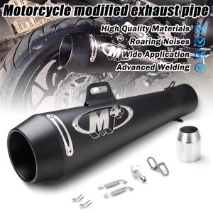 【Spot】38-51mm Universal M4 Exhaust Pipe Motorcycle Muffler Pipe Ekzos Muffler Canister Pipe
