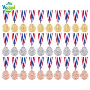 30pcs 2inch Gold Silver Bronze Award Medal with Neck Ribbon Winner Award Medal Round Winner Award for Competitions Party