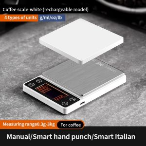 BINCOO Hand-brewed Coffee Electronic Scale Special Smart Timing Portable Rechargeable Coffee Bean Weigher Italian Coffee Equipment