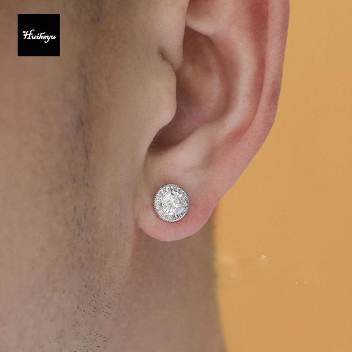 earrings for men hikaw for boys Vintage Simple Silver Hip Hop