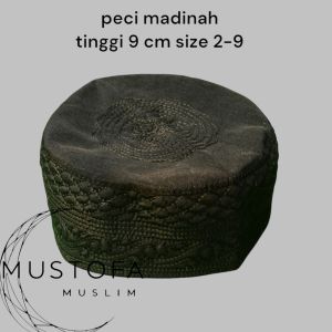Peci Madinah Peci Haji Hitam dan Putih Songkok Kopiah Peci putih tinggi 9 size 2-9