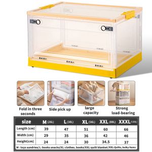【Local shipment】PoP-Transparent Foldable storage box waterproof plastic clothes box with wheels Not occupying a position Stackable height