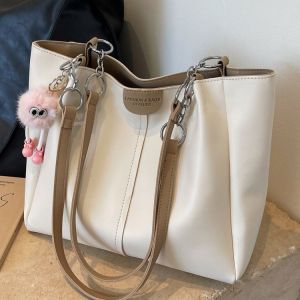 กระเป๋าสะพายข้างใบใหญ่ผู้หญิงหนังPUแฟชั่นเรียบง่ายใส่ของได้เยอะไตล์เกาหลีใหม่