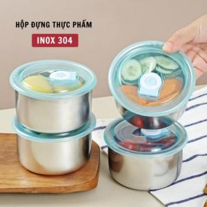 Hộp Inox 304 Đựng Thực Phẩm Có Nắp Kín Chống Tràn Giữ Nhiệt Tốt – Set 2 Hộp – Dùng Được Cho Bếp Từ