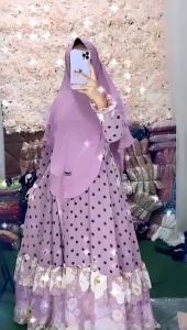 Aissyaa Syari LD100-110 PB137 Full Ceruty Printing Busui Set Khimar