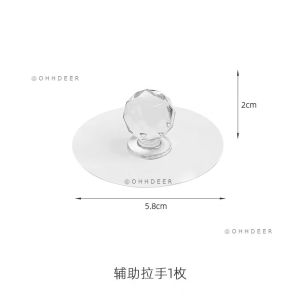 OHHDEER Diamond Crystal Shaped Pulls Handles for Wardrobe Drawer Knobs Clear Wall Hook Diamond Crystal Shaped Sticker