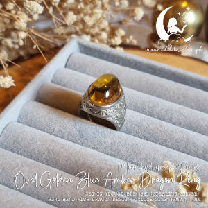 [NO COD] Authentic Oval Golden Blue Amber Adjustable Dragon s925 (Sterling Silver) Ring