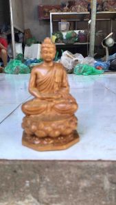 Tượng Phật thích ca mâu ni gỗ bách xanh bày phong thủy thích thước mini :15/9/9