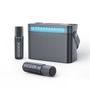 [✅SG Ready Stock] Karaoke Set Home KTV Speakers Wireless Bluetooth Speaker Mini Portable Microphone Home Karaoke Set compatible Home Tv Family Party KTV Audio With 2 Wireless Microphones