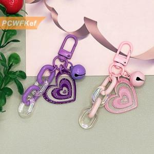 【PCWFKef】 พวงกุญแจรูปหัวใจประดับกลิตเตอร์น่ารักพวงกุญแจอะคริลิคสำหรับเครื่องประดับแขวนโซ่กันหาย