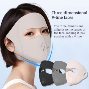 หน้ากากกันแดดตาข่ายระบายอากาศกลางแจ้งแบบ Ice Silk หน้ากากเต็มหน้า กรดไฮยาลูโรนิกเย็น Facekini หน้ากากกันแดดแบบบังแดด